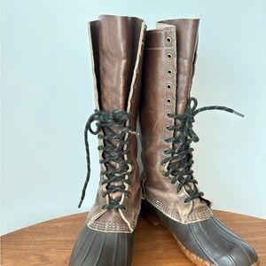 L.L. Bean Tall Lace-Up Brown and Black Boots